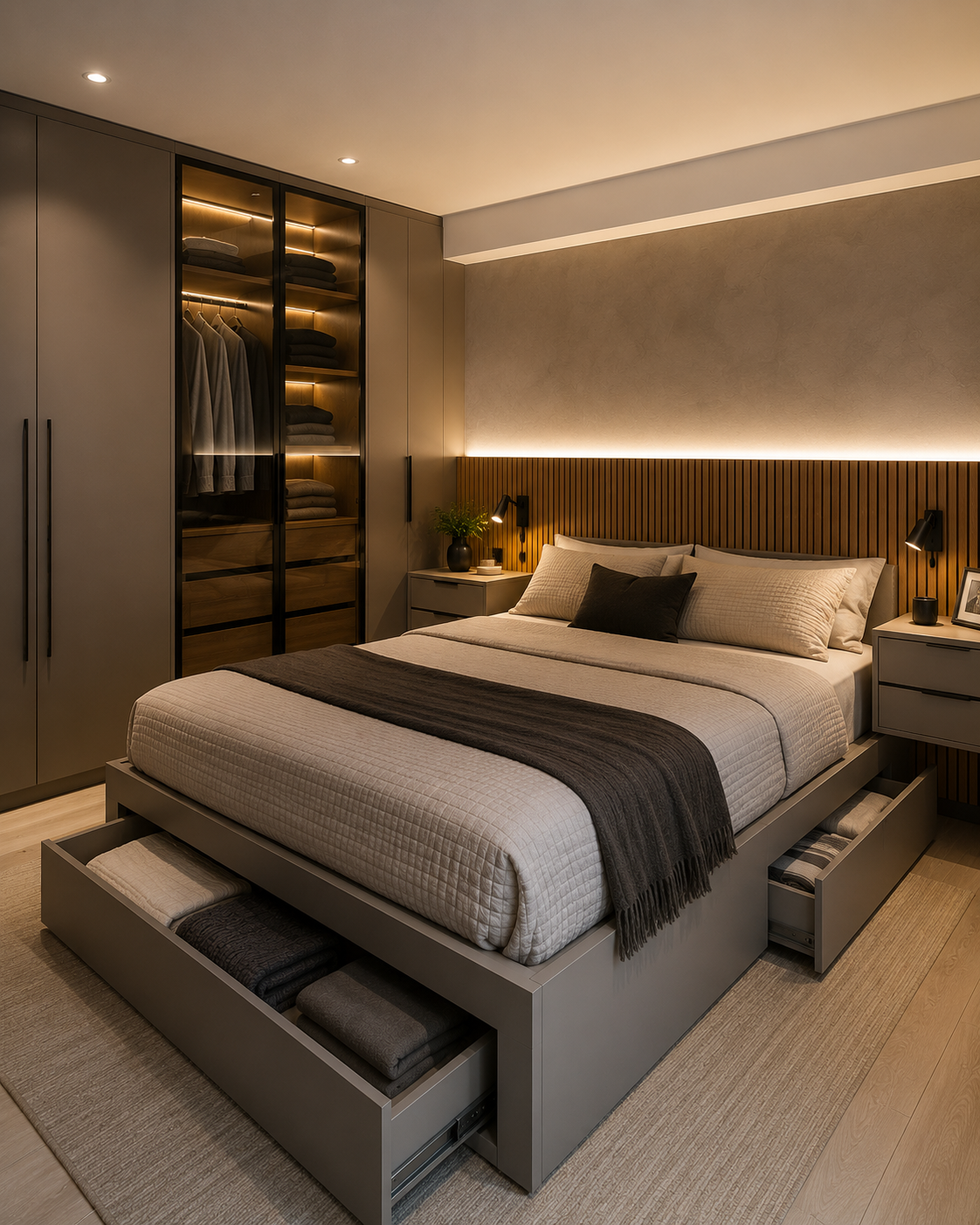 Dormitorio con muebles a medida